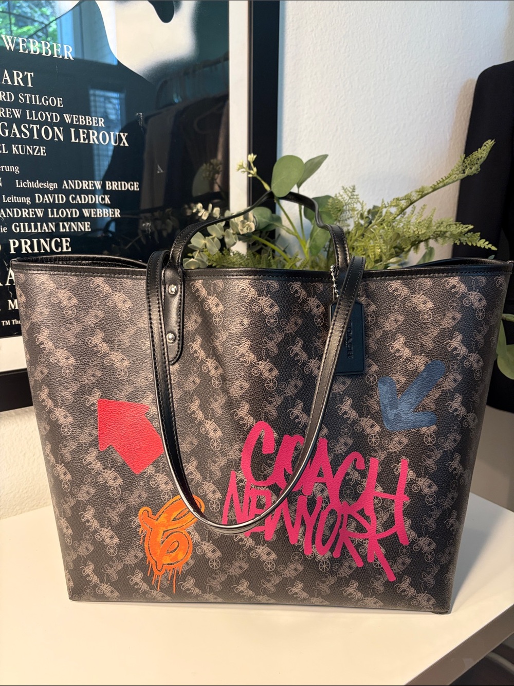 COACH Reversible City Tote With Multicolored Graffiti In Black